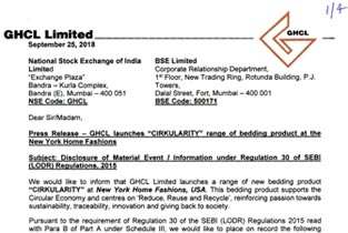 GHCL's Press Release - launch of CIRKULARITY product range